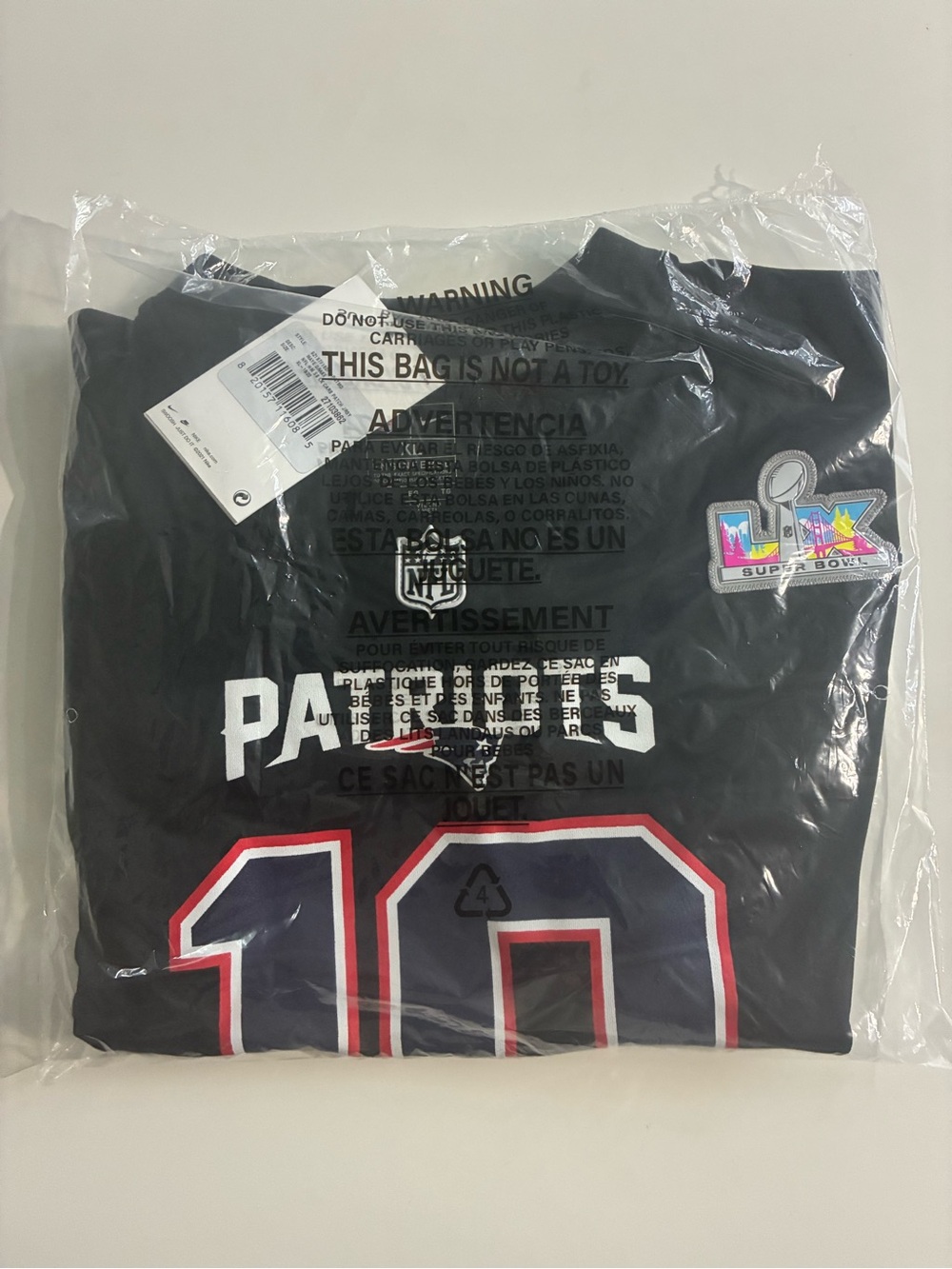 Nike Kids New England Patriots Black Jersey Top with Red & Blue Accents